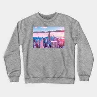 New York City Skyline - Pink and Blue Crewneck Sweatshirt